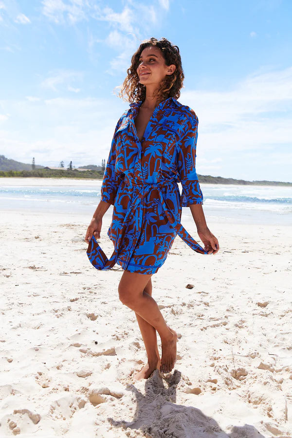 Beverly Shirt Dress Desert to Sea Print Kenzie Tenzie