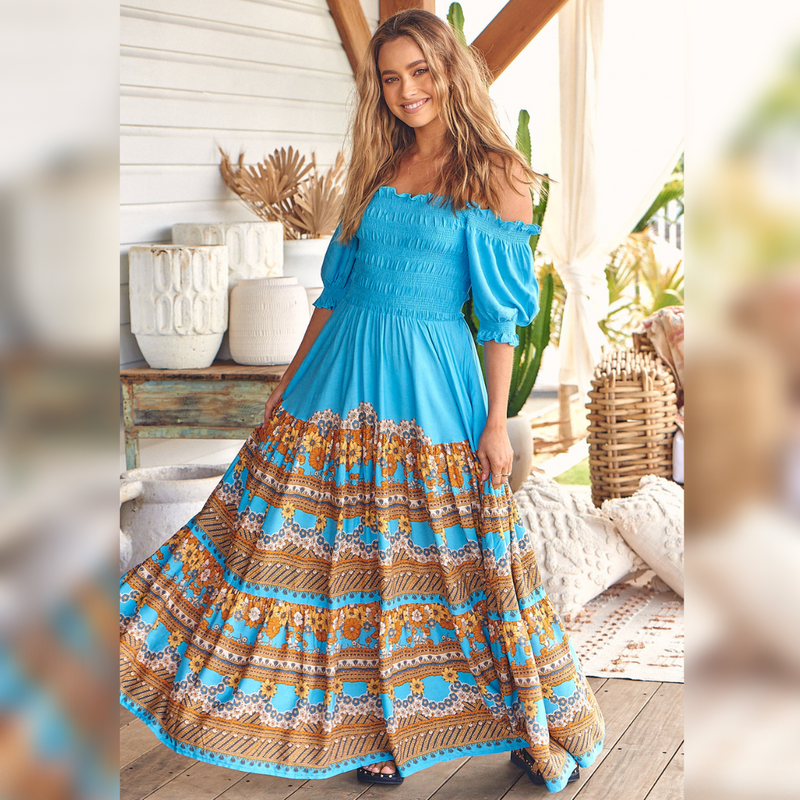 Claudette Maxi Dress Dreams print by Jaase Kenzie Tenzie