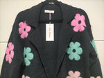 Flower Power Knit Cardigan - Black