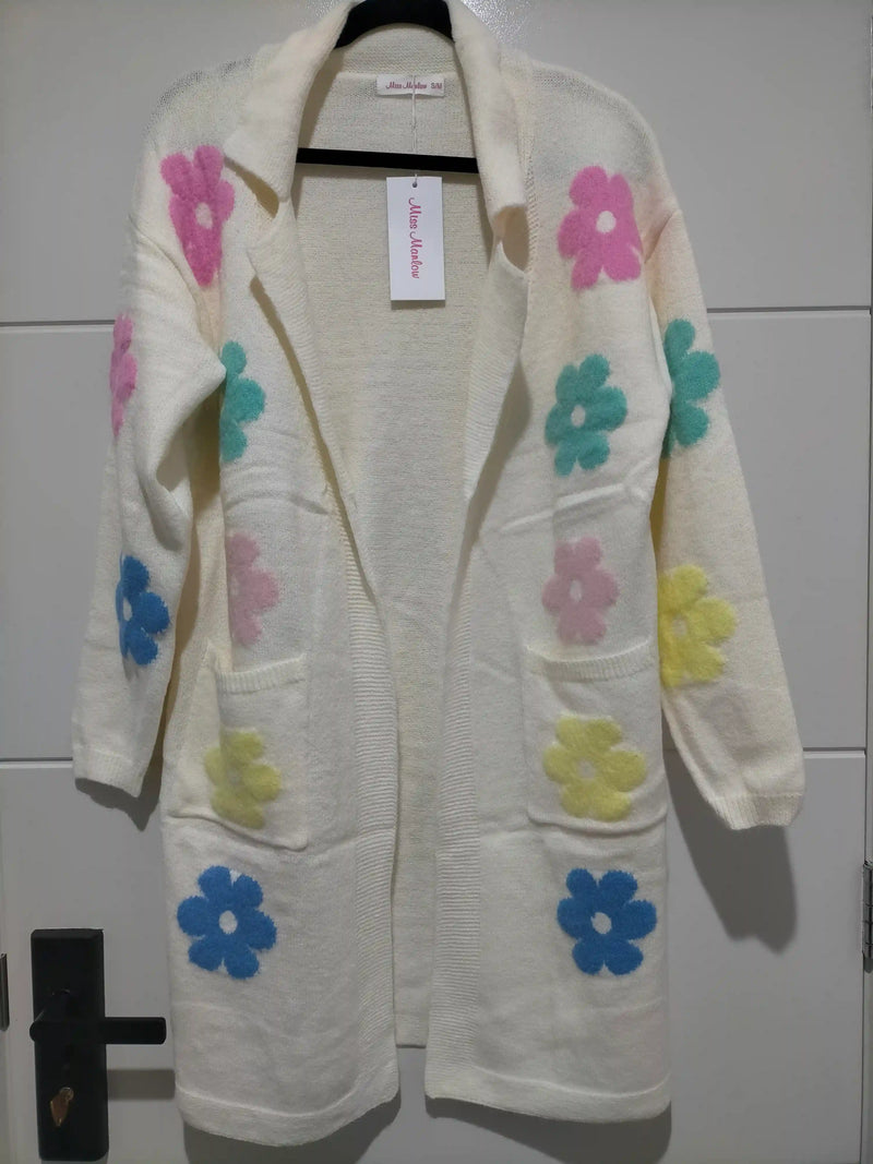 Flower Power Knit Cardigan - Cream