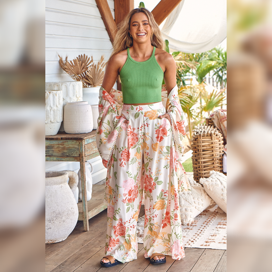 Hibiscus Pants Verbena print by Jaase – Kenzie Tenzie