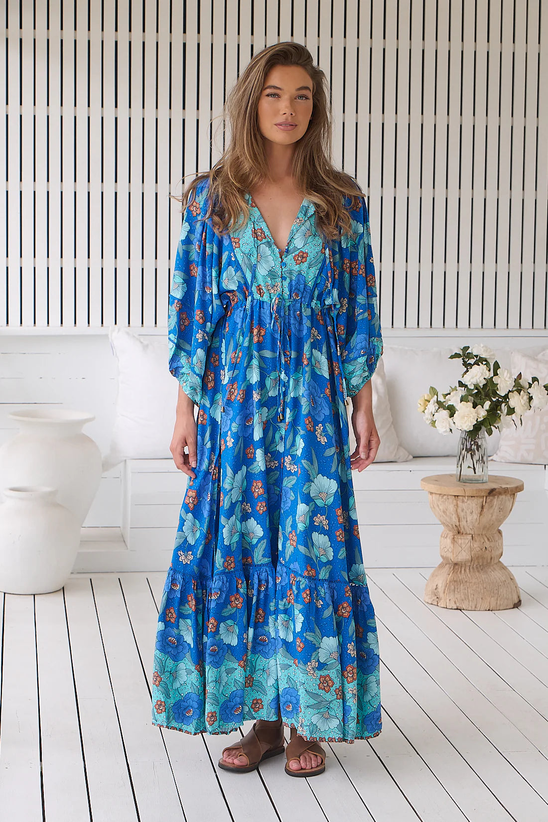 Catalonia Maxi Dress ~ Love in Mist print by Jaase – Kenzie Tenzie