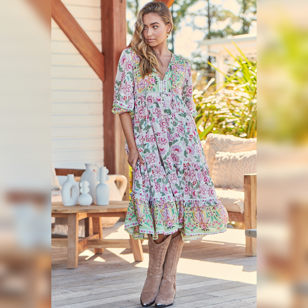knee length dresses for ladies Monday Midi Dress Sakura Print by Jaase – Kenzie Tenzie