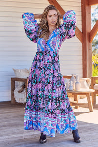 Teresa Maxi Dress Blackbird Print Kenzie Tenzie
