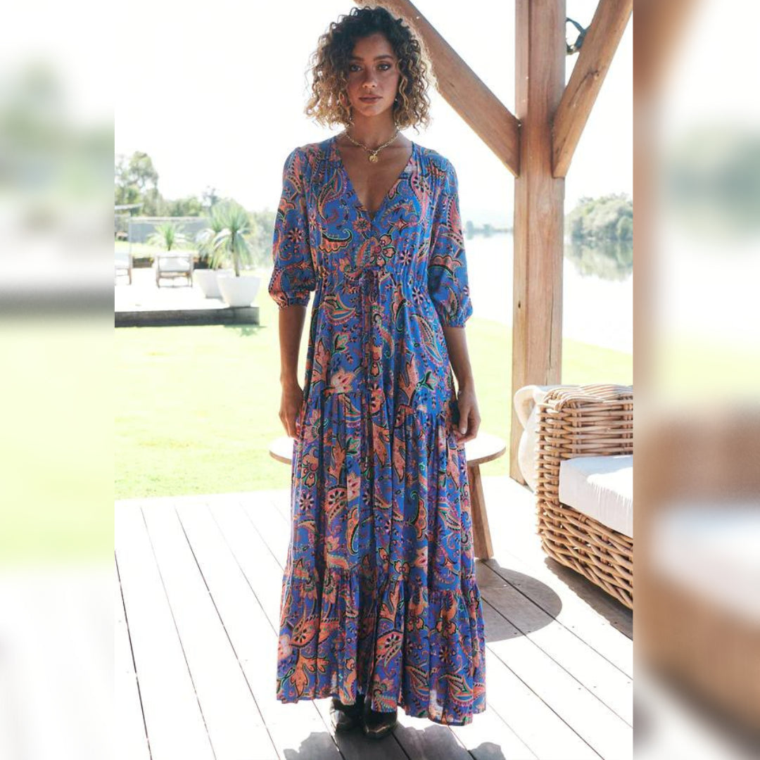 Tessa Maxi Dress Nirvana Print by Jaase – Kenzie Tenzie