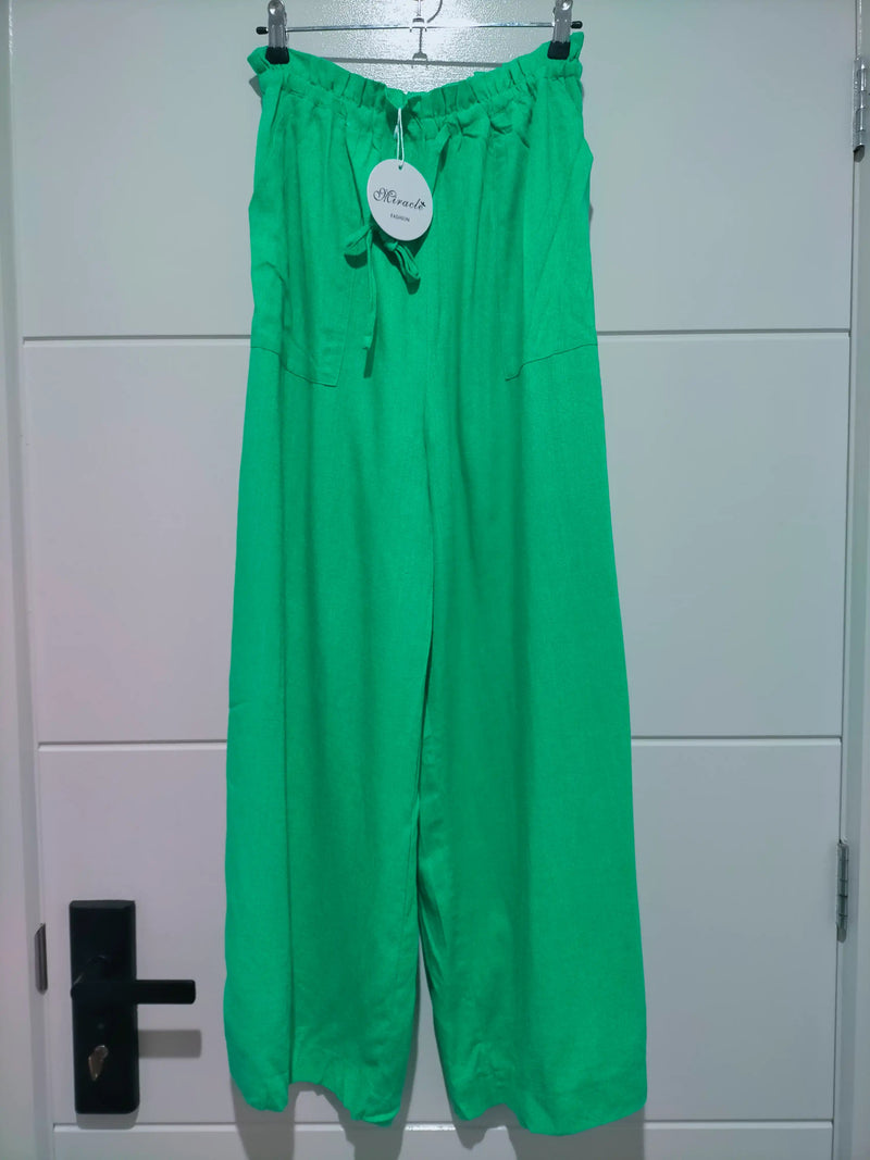 Vacation Linen Pants - Green Kenzie Tenzie