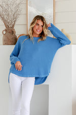 Willow Blue Waffle Knit Jumper by Miracle Fashion Kenzie Tenzie