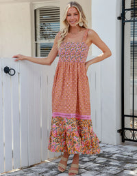 Natalia Strap Maxi Dress ~ Vintage Rust Floral Print