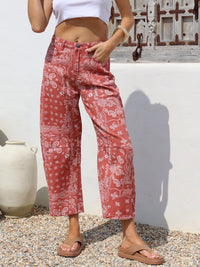 Bandana Paisley Barrel Jeans ~ Soft Wine