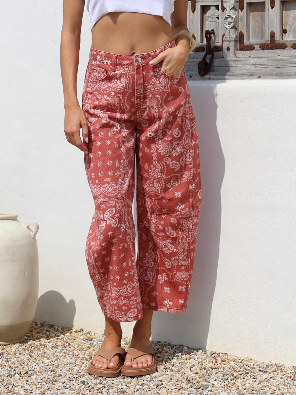 Bandana Paisley Barrel Jeans ~ Soft Wine