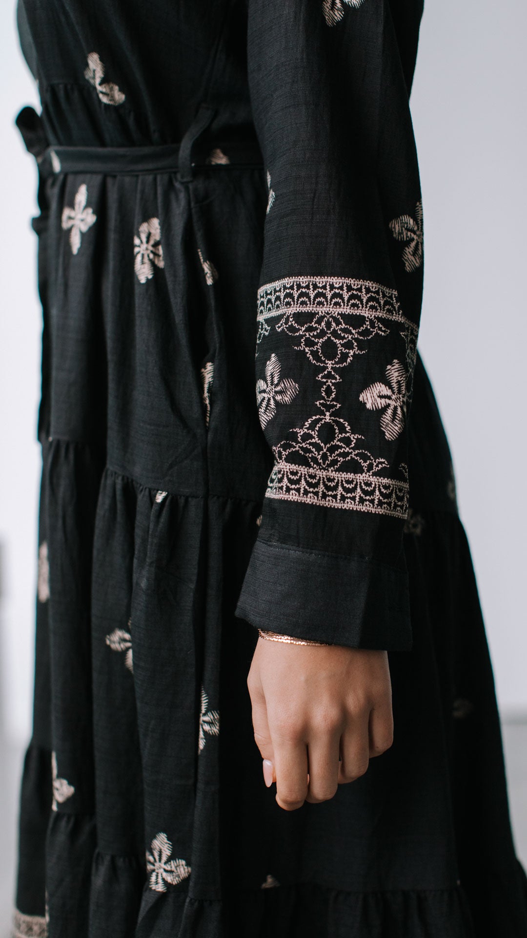 Cairo Midi Dress ~ Black and Beige Print