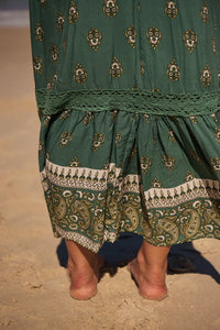 Carmen Maxi Dress ~ Viridian Print