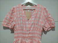 Spring Check Midi Dress Blush Print