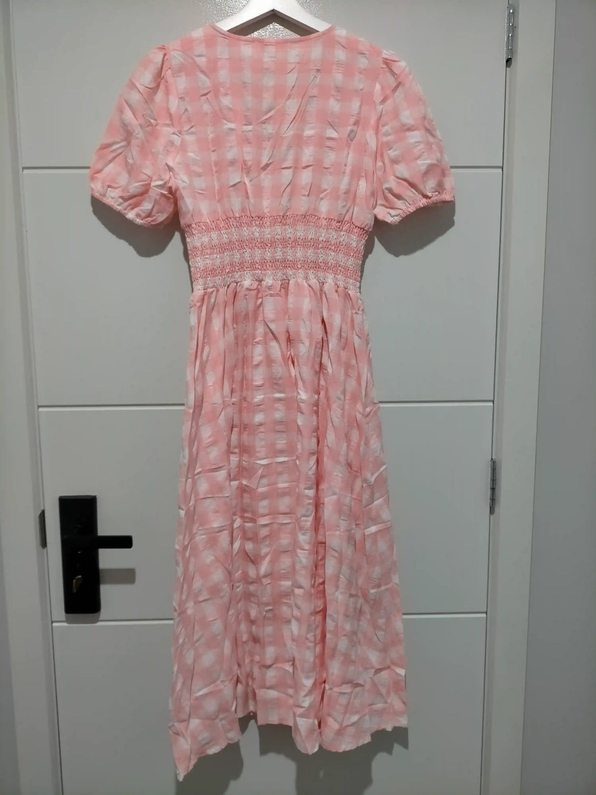 Spring Check Midi Dress Blush Print