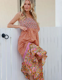 Natalia Strap Maxi Dress ~ Vintage Rust Floral Print