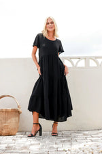 Alessia Linen Maxi Dress - Black