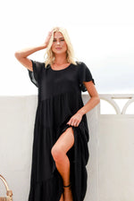 Alessia Linen Maxi Dress - Black