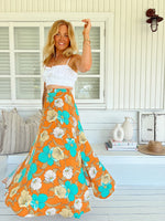 Rocky Maxi Skirt Aqua Fields print