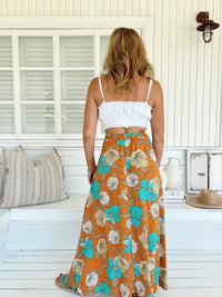 Rocky Maxi Skirt ~ Aqua Fields print