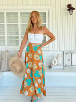 Rocky Maxi Skirt Aqua Fields print