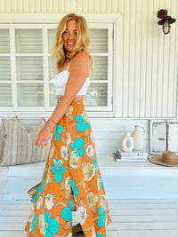 Rocky Maxi Skirt ~ Aqua Fields print