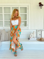 Rocky Maxi Skirt Aqua Fields print
