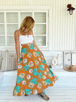 Rocky Maxi Skirt Aqua Fields print