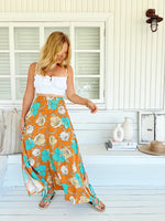 Rocky Maxi Skirt Aqua Fields print
