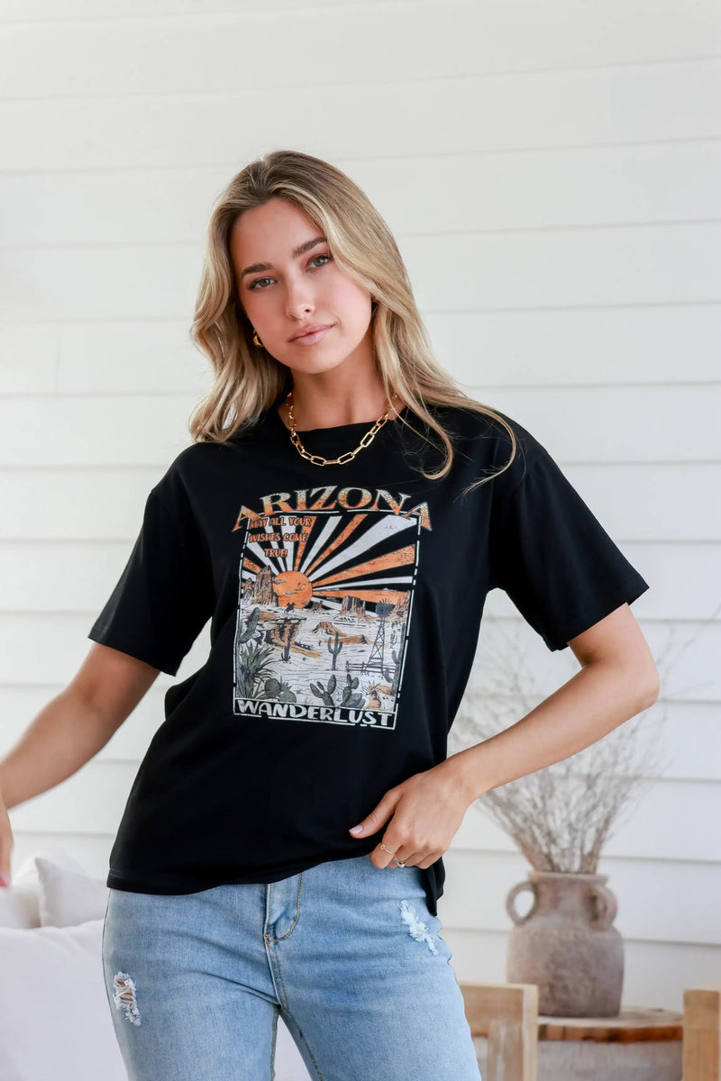 Arizona Wanderlust Black Band Tee Kenzie Tenzie