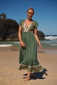 Carmen Maxi Dress ~ Viridian Print