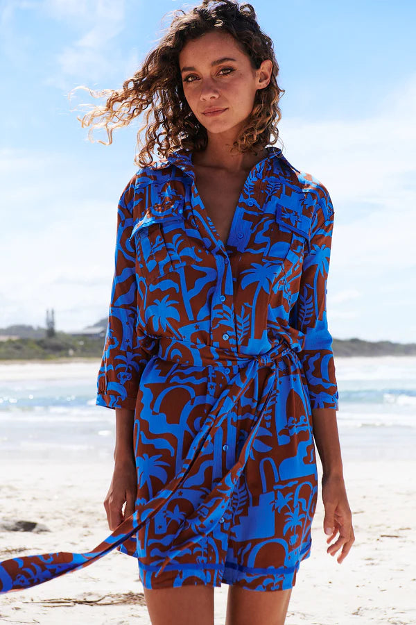 Beverly Shirt Dress Desert to Sea Print Kenzie Tenzie