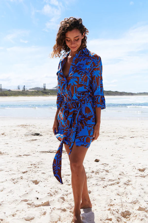 Beverly Shirt Dress Desert to Sea Print Kenzie Tenzie