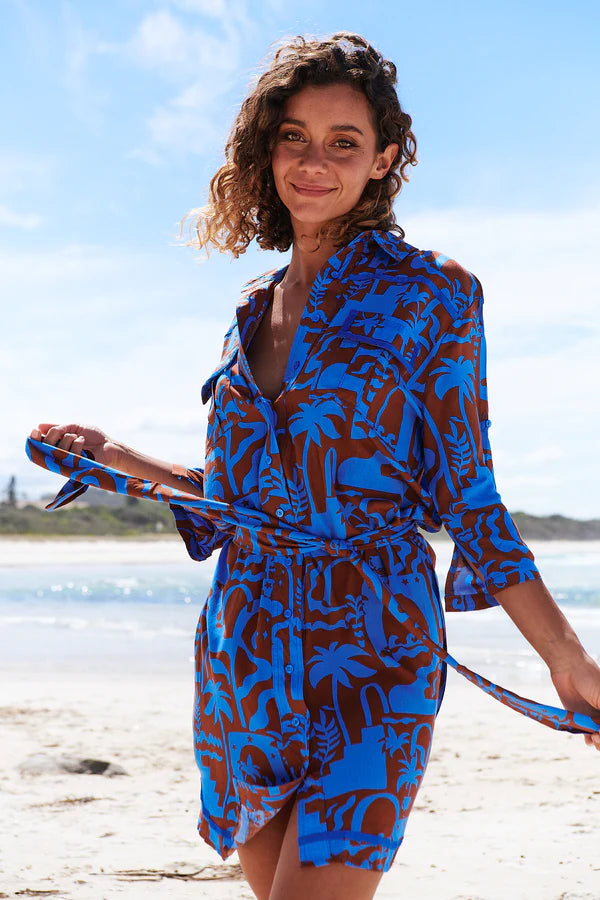 Beverly Shirt Dress Desert to Sea Print Kenzie Tenzie