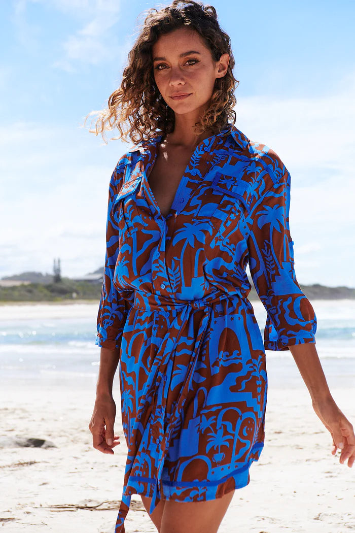 Beverly Shirt Dress Desert to Sea Print Kenzie Tenzie