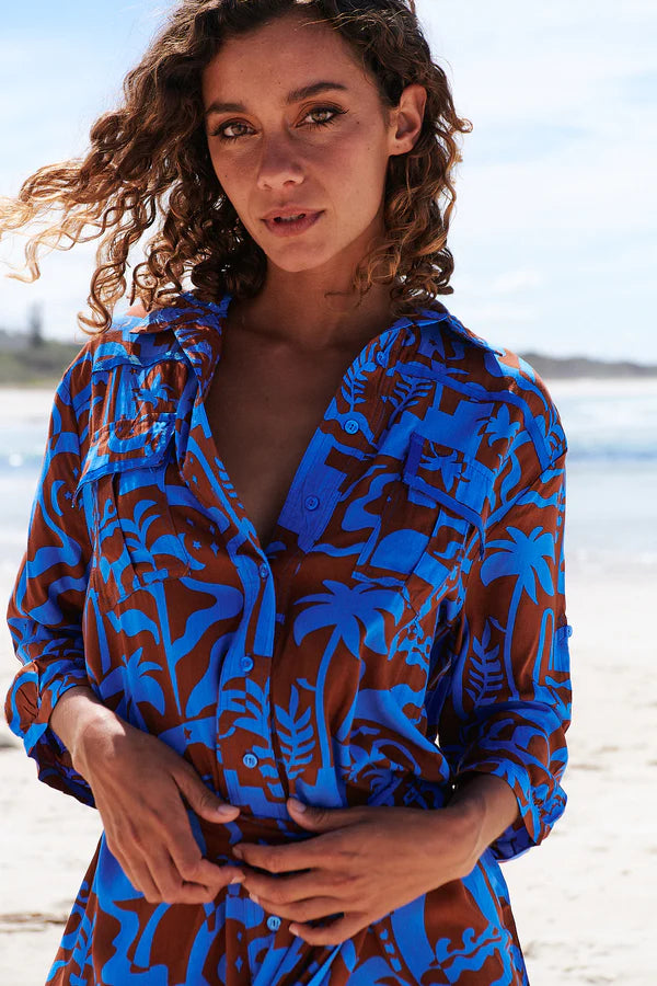 Beverly Shirt Dress Desert to Sea Print Kenzie Tenzie