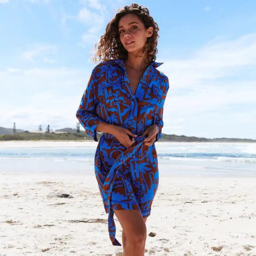 Beverly Shirt Dress Desert to Sea Print Kenzie Tenzie
