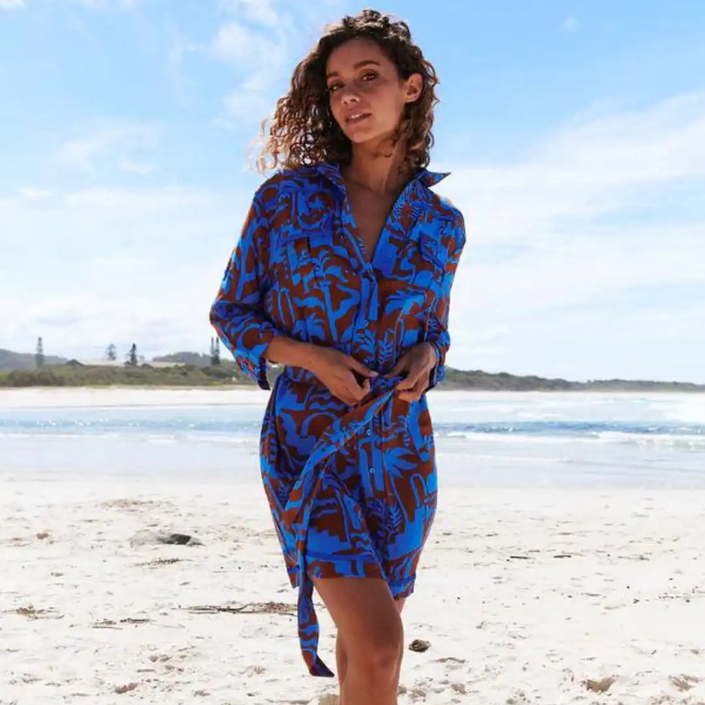 Beverly Shirt Dress Desert to Sea Print Kenzie Tenzie