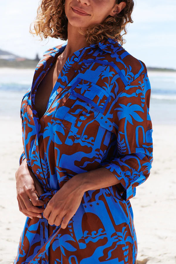 Beverly Shirt Dress Desert to Sea Print Kenzie Tenzie