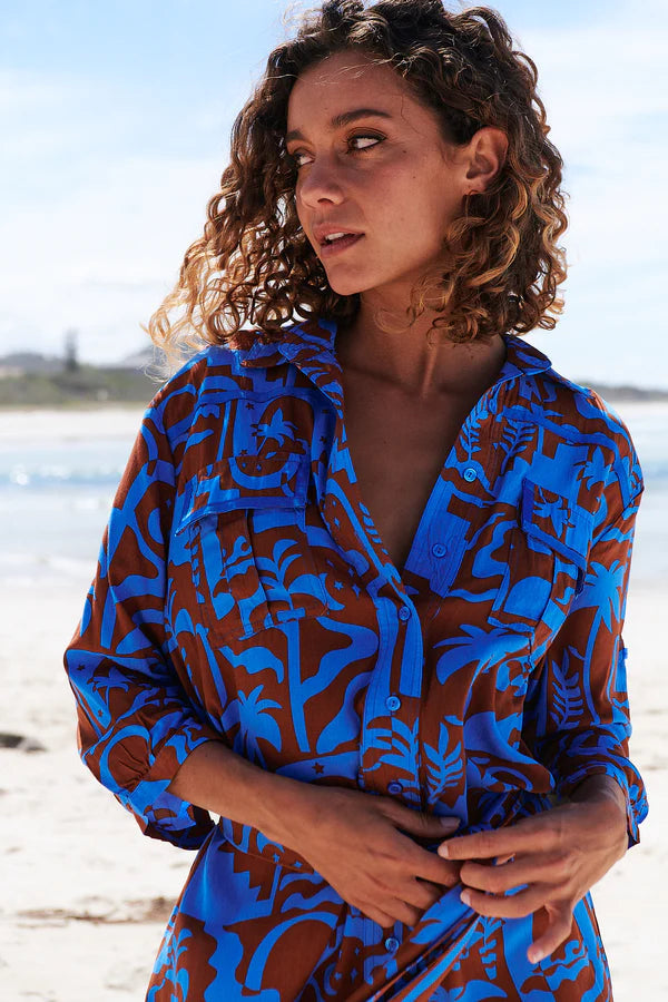 Beverly Shirt Dress Desert to Sea Print Kenzie Tenzie