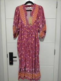 Boheme Midi Dress Merlot Print Kenzie Tenzie