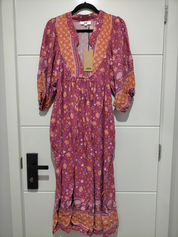 Boheme Midi Dress Merlot Print Kenzie Tenzie
