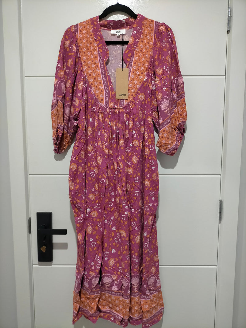 Boheme Midi Dress Merlot Print Kenzie Tenzie