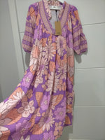 Boheme Midi Dress Purple Rain Print Kenzie Tenzie