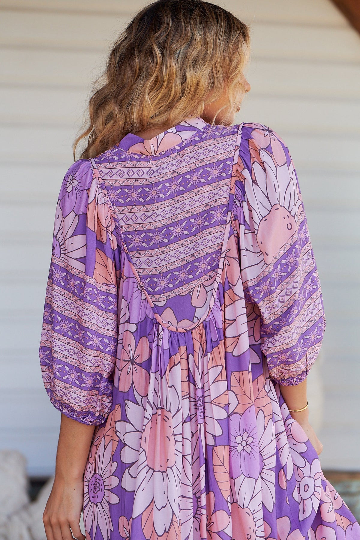 Boheme Midi Dress Purple Rain Print Kenzie Tenzie