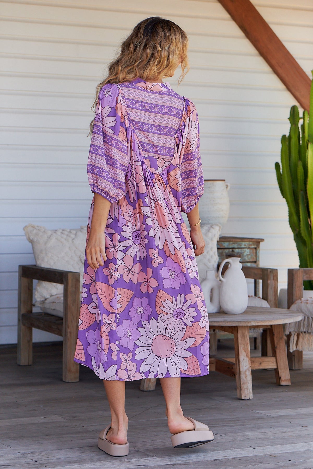 Boheme Midi Dress Purple Rain Print Kenzie Tenzie