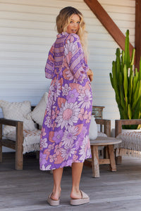 Boheme Midi Dress Purple Rain Print Kenzie Tenzie