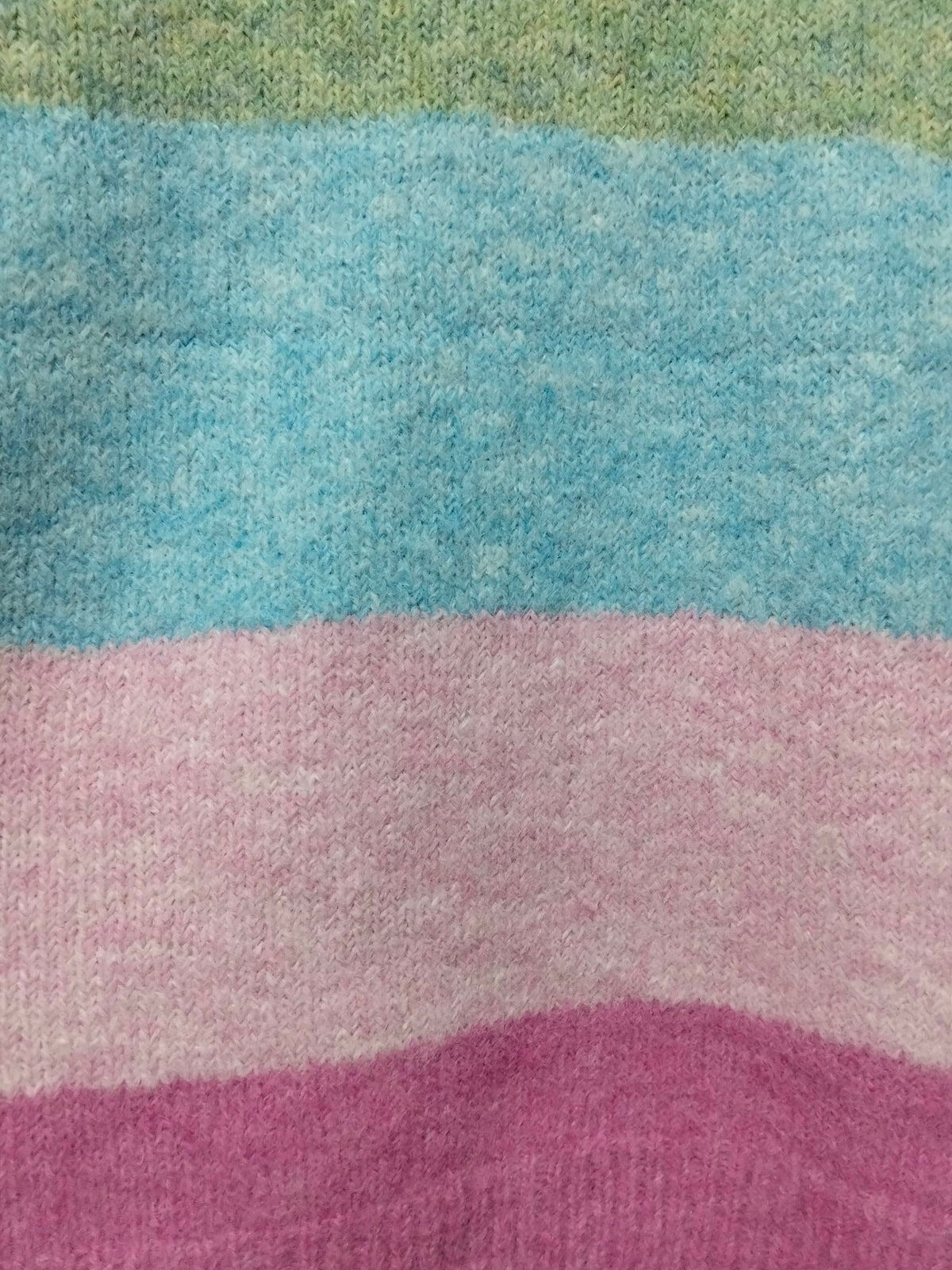 Cali Stripe Knit – close-up of mango, sage, blue and pink stripe colours