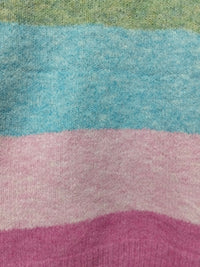 Cali Stripe Knit – close-up of mango, sage, blue and pink stripe colours