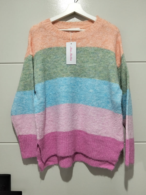 Cali Stripe Knit – flat lay front view showing stripe detail