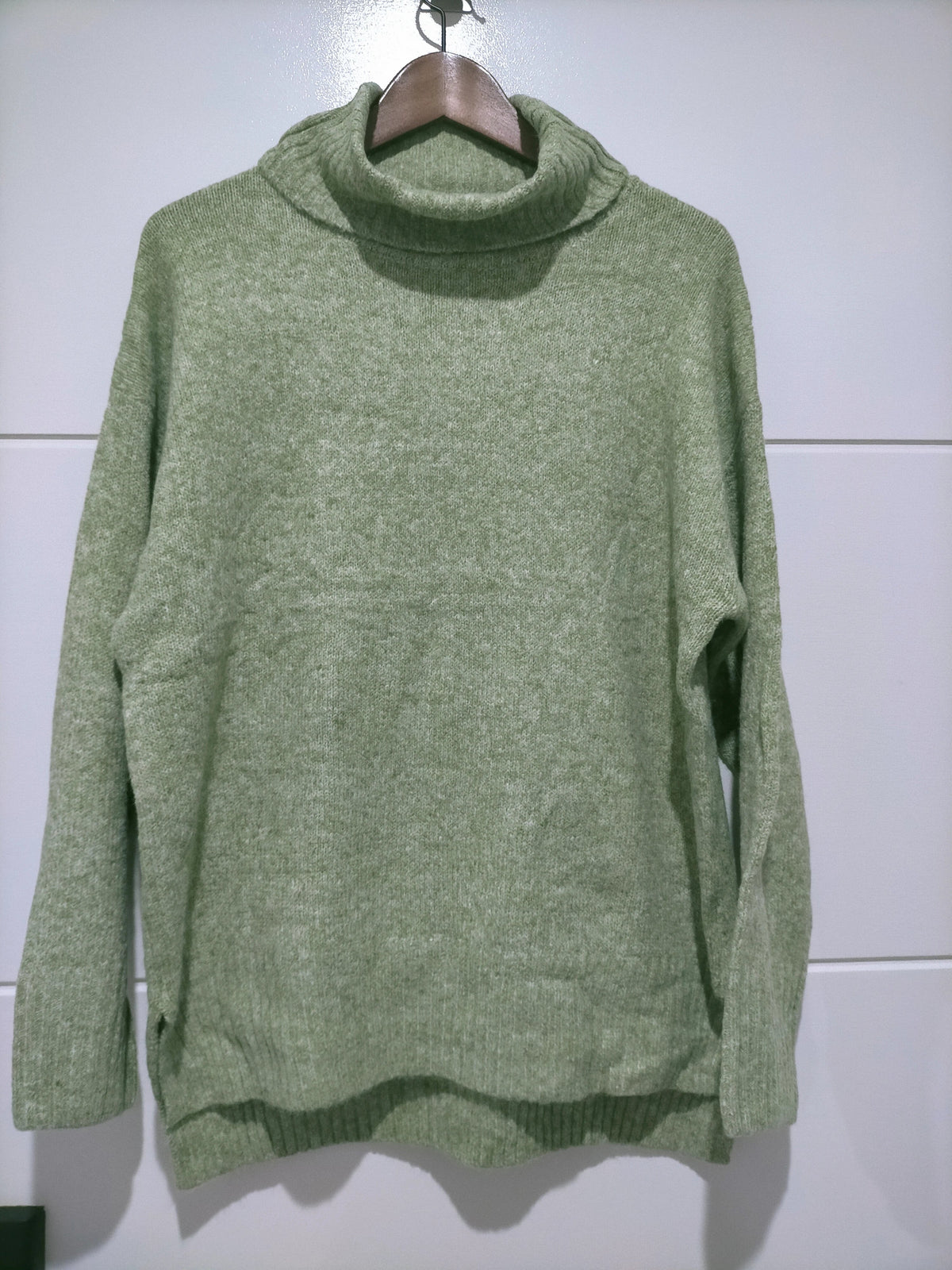 Canyon Roll Neck Knit Jumper Marled Avocado Kenzie Tenzie